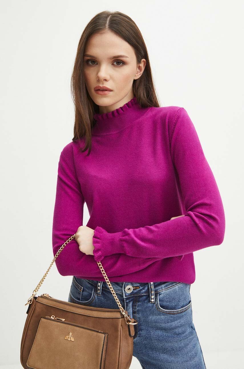 Medicine Pulover Femei, Culoarea Roz, Cu Turtleneck