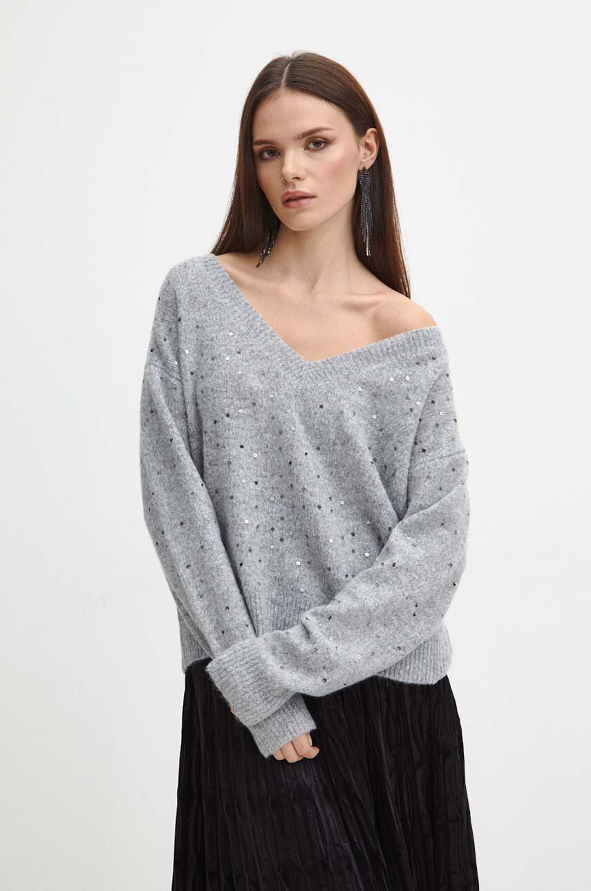 Medicine pulover femei, culoarea gri