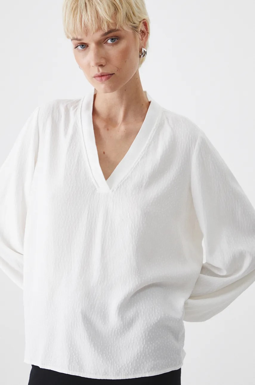 Medicine bluza femei, culoarea alb, neted