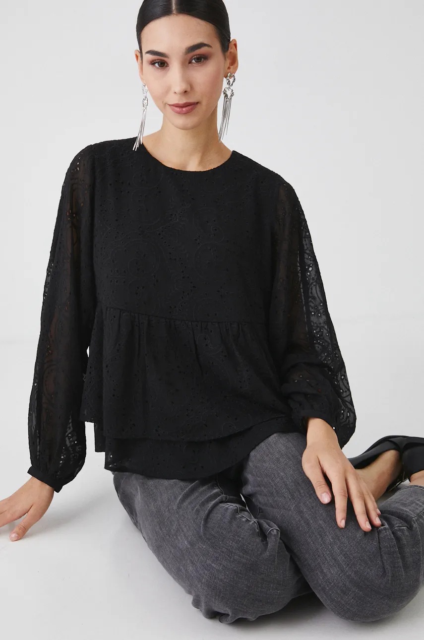 Medicine bluza femei, culoarea negru, cu imprimeu