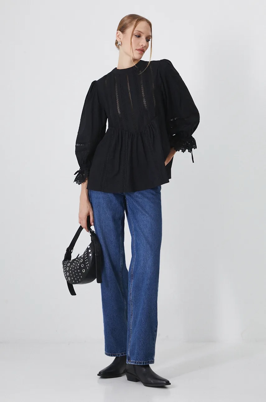 Medicine bluza din bumbac femei, culoarea negru, cu imprimeu Medicine bluza din bumbac femei, culoarea negru, cu imprimeu