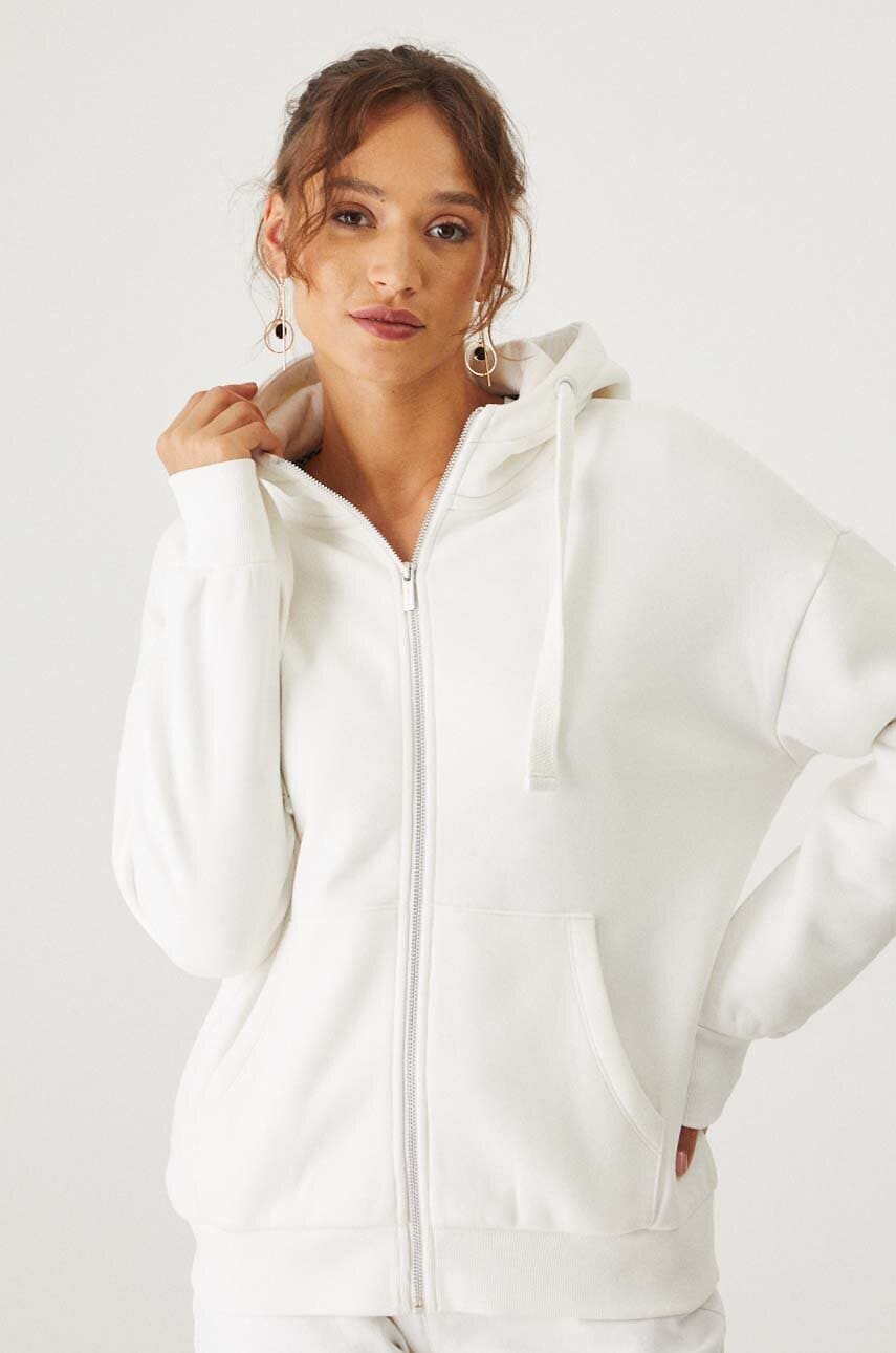 Medicine bluza culoarea bej, cu glugă, neted