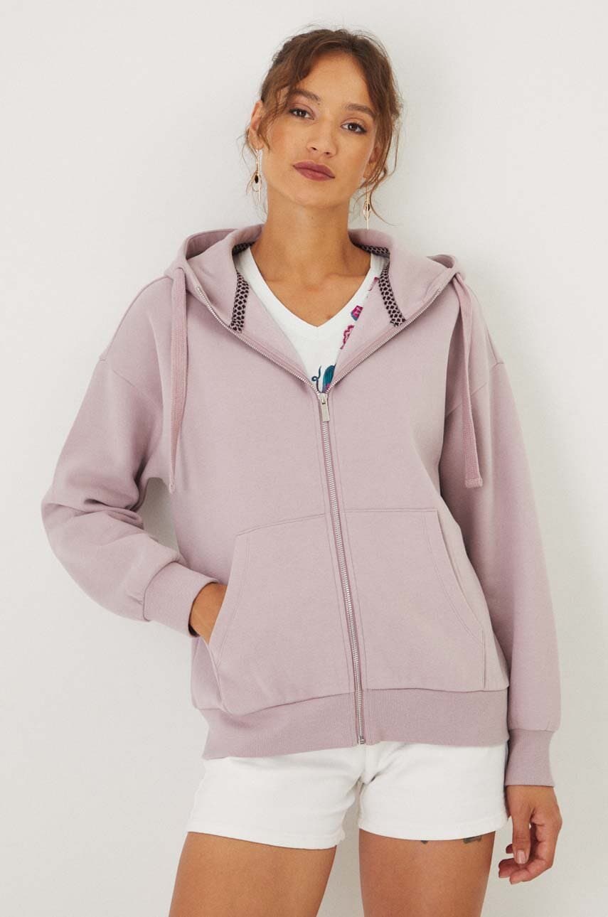 Medicine bluza femei, culoarea violet, cu glugă, neted Medicine bluza femei, culoarea violet, cu glugă, neted