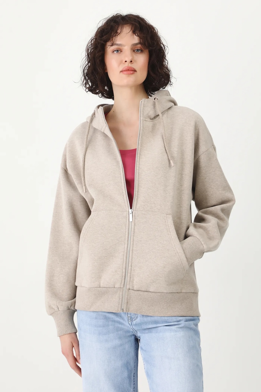 Medicine bluza culoarea bej, cu glugă