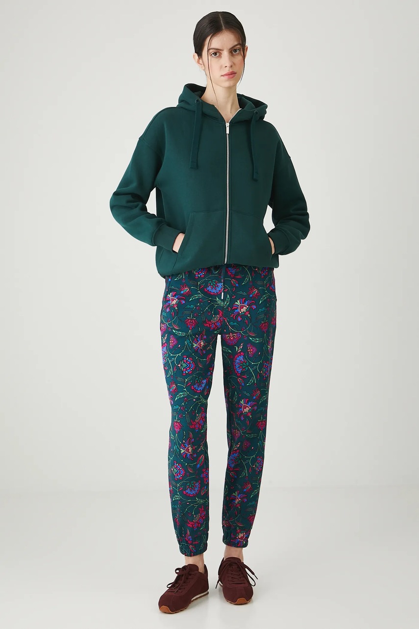 Medicine bluza femei, culoarea verde, cu glugă, neted