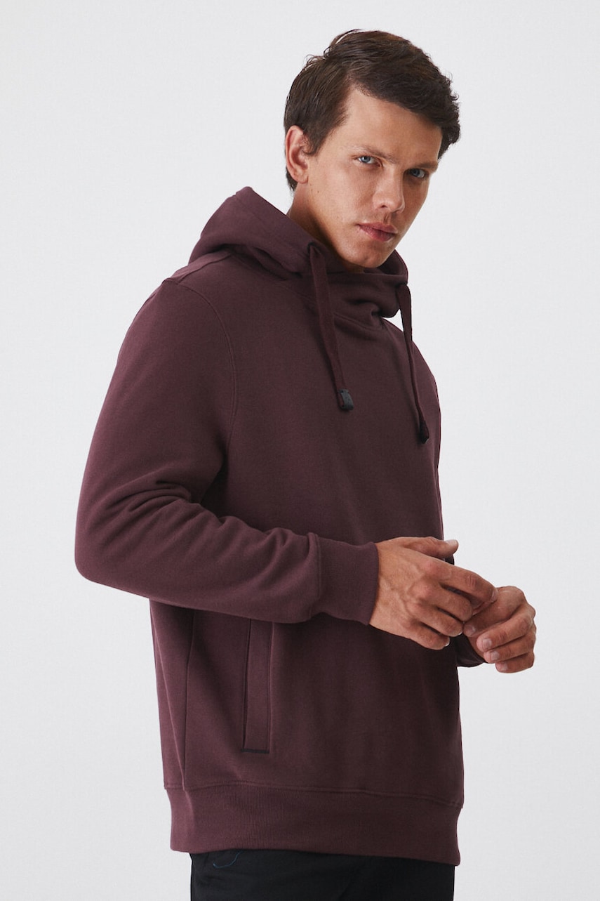 Medicine bluza barbati, culoarea bordo, cu glugă, neted Medicine bluza barbati, culoarea bordo, cu glugă, neted