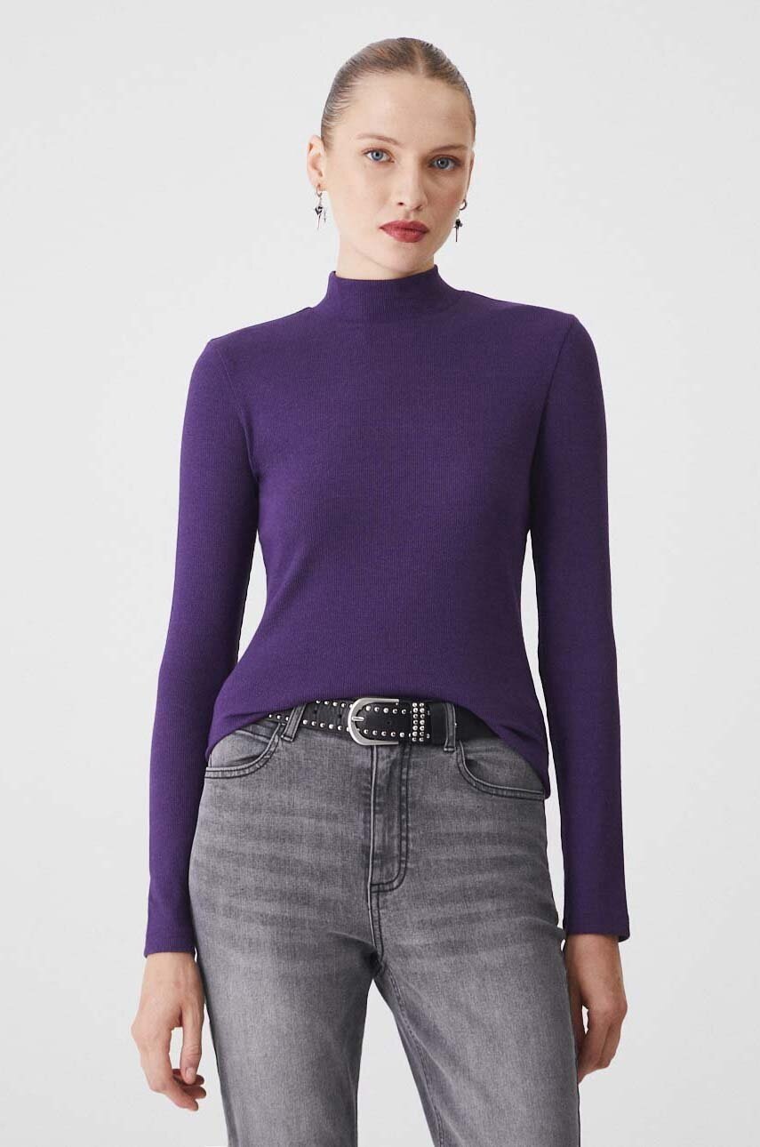 Medicine longsleeve femei, culoarea violet, cu turtleneck