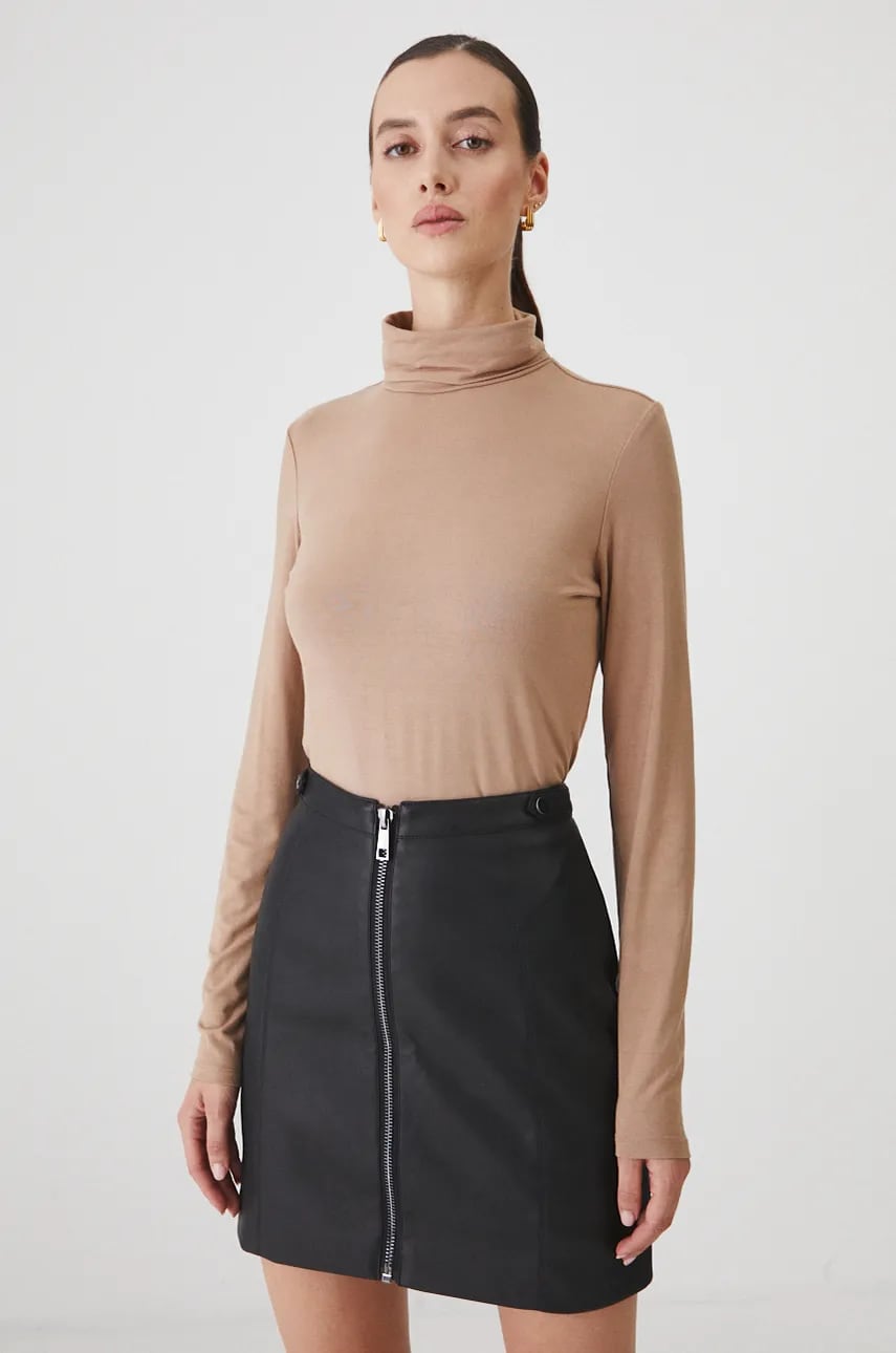 Medicine longsleeve culoarea bej, cu guler