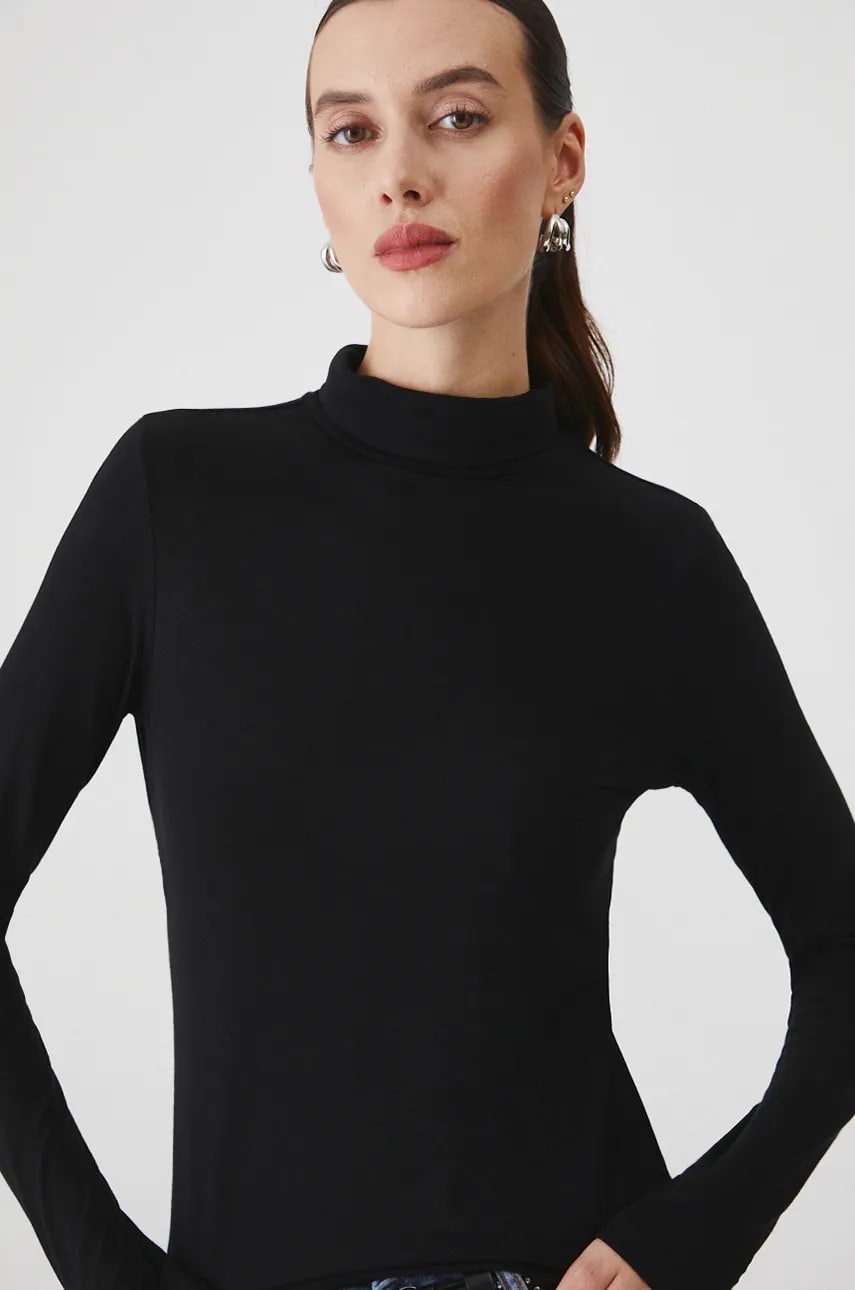 Medicine longsleeve femei, culoarea negru, cu guler Medicine longsleeve femei, culoarea negru, cu guler