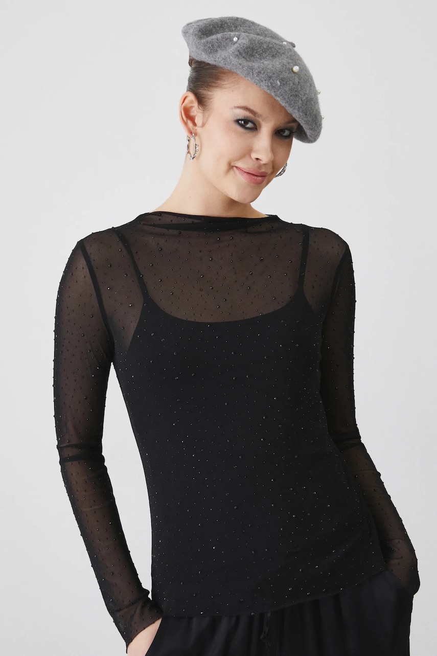 Medicine longsleeve femei, culoarea negru, cu turtleneck