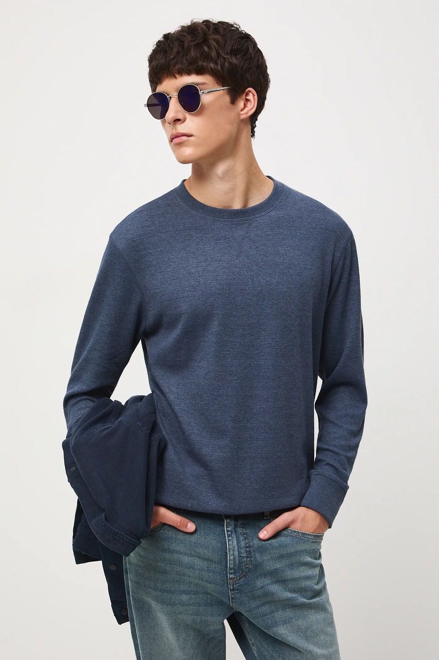 Medicine longsleeve culoarea albastru marin, neted