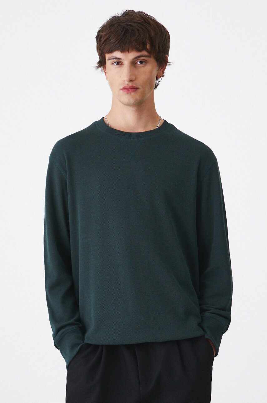 Medicine longsleeve barbati, culoarea verde, neted