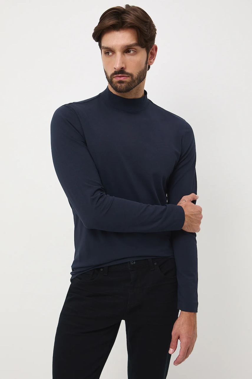 Medicine longsleeve culoarea albastru marin, neted
