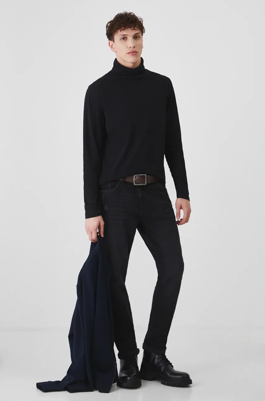 Medicine longsleeve barbati, culoarea negru, neted