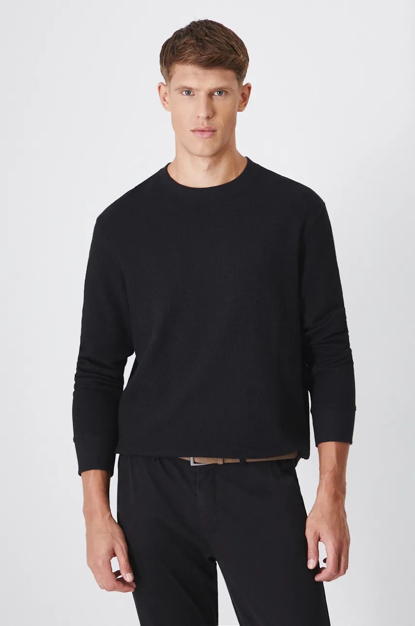 Medicine longsleeve barbati, culoarea negru, neted