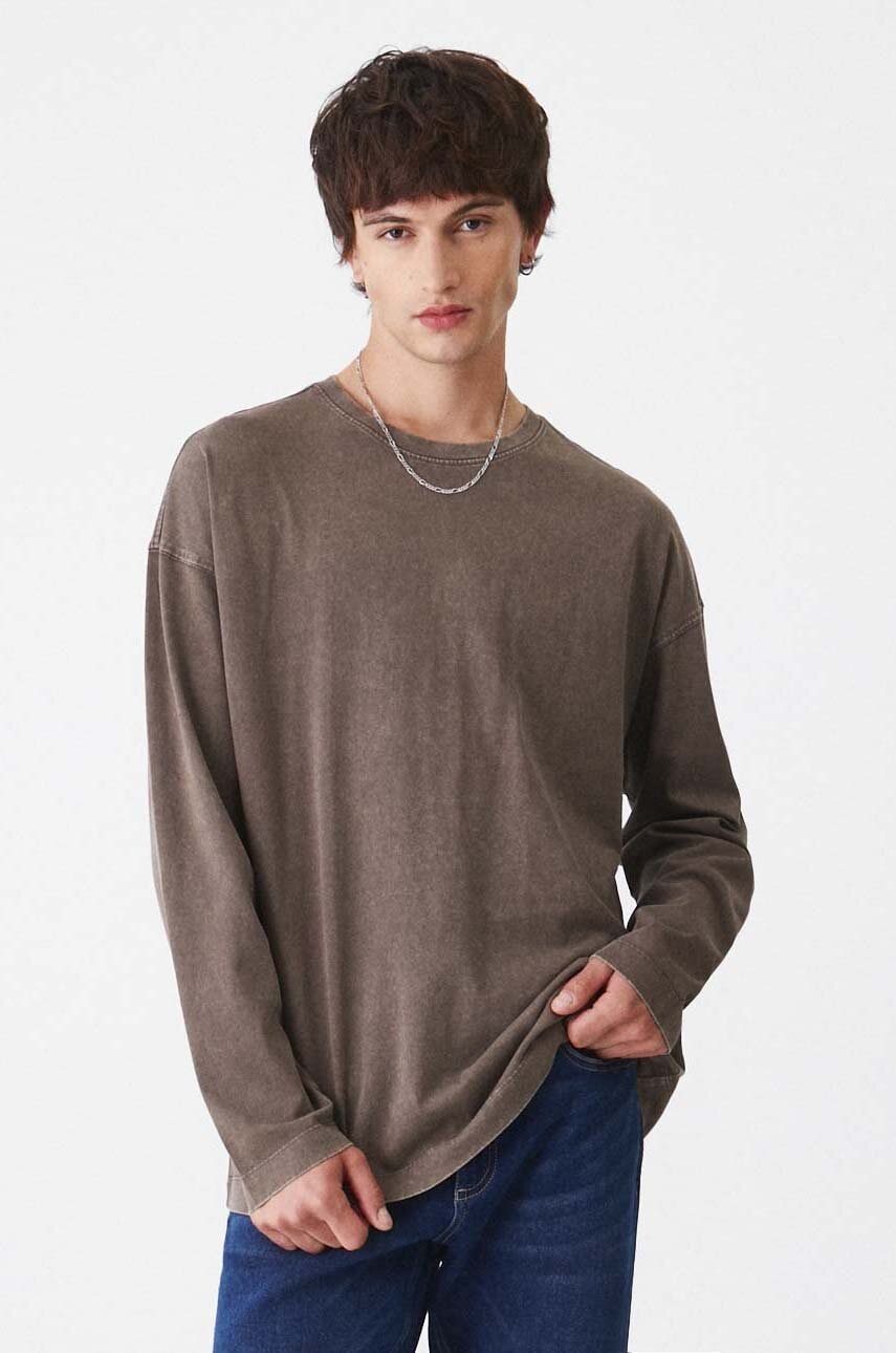 Medicine longsleeve din bumbac barbati, culoarea maro, neted Medicine longsleeve din bumbac barbati, culoarea maro, neted