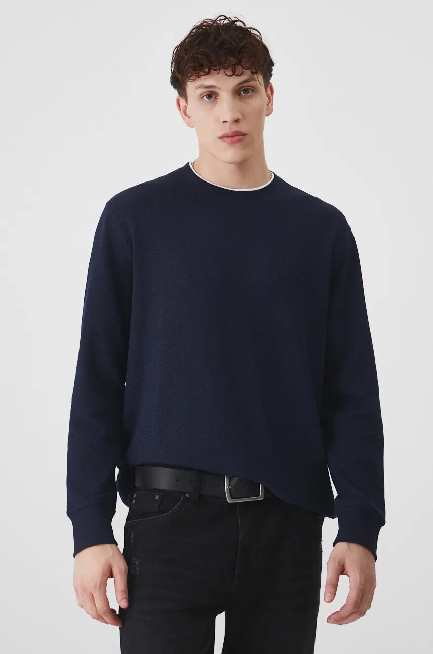 Medicine longsleeve barbati, culoarea albastru marin, neted
