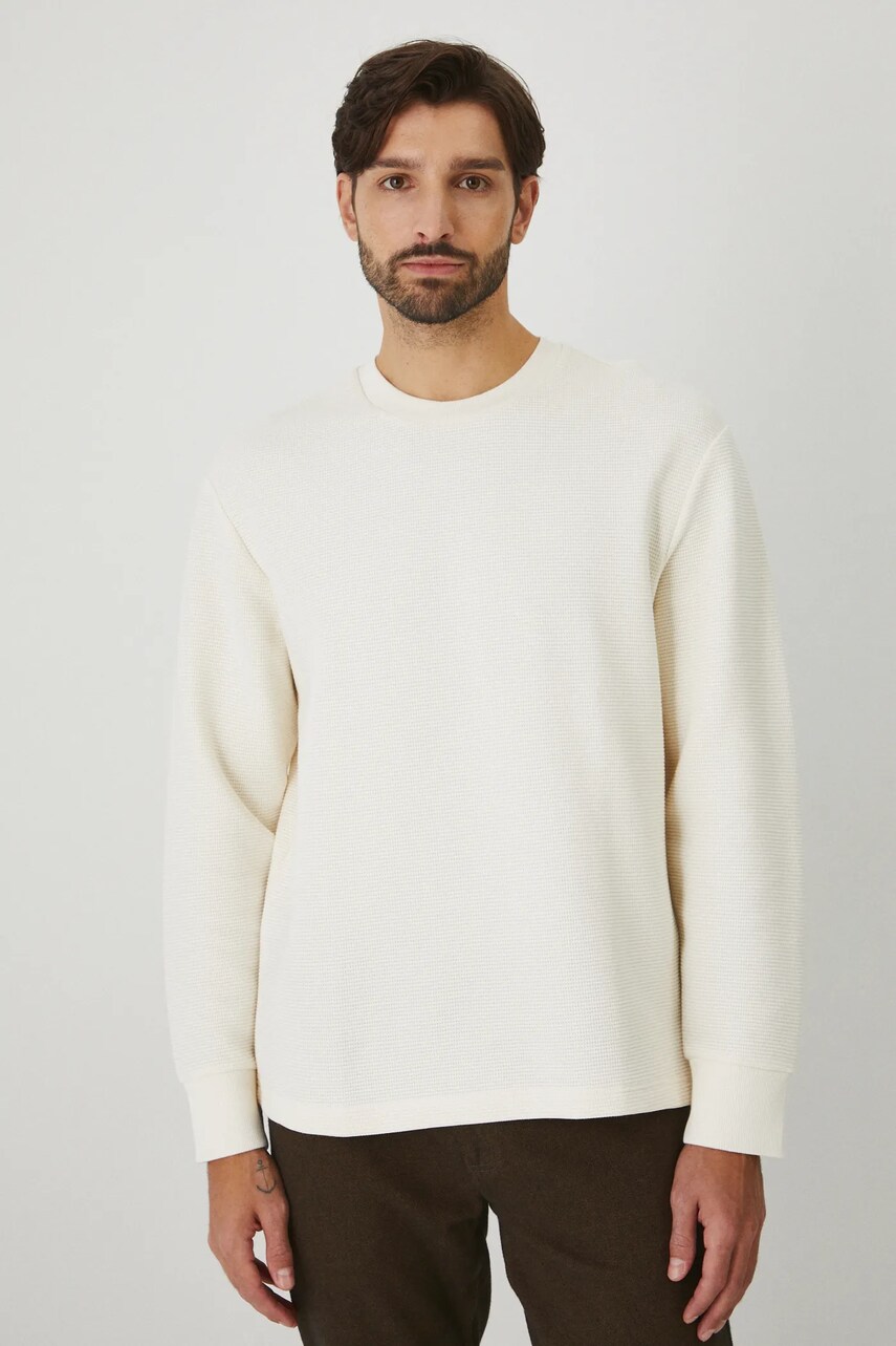Medicine longsleeve barbati, culoarea bej, neted