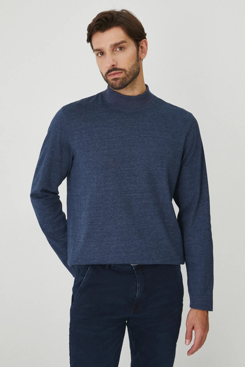 Medicine longsleeve barbati, culoarea albastru marin, melanj