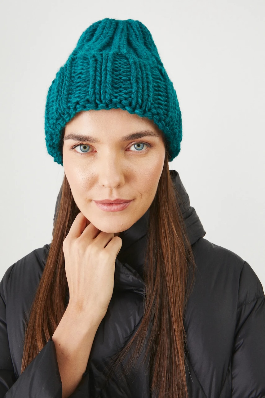 Medicine caciula din amestec de lana femei, culoarea verde, din tricot gros Medicine caciula din amestec de lana femei, culoarea verde, din tricot gros