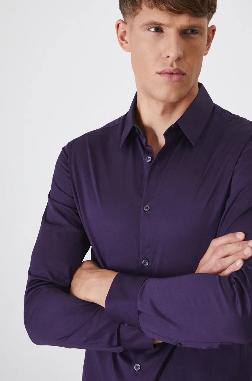 Levně Košile Medicine pánská, fialová barva, slim, s klasickým límcem