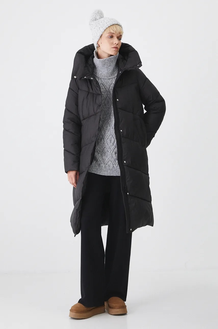Medicine palton femei, culoarea negru, de iarna