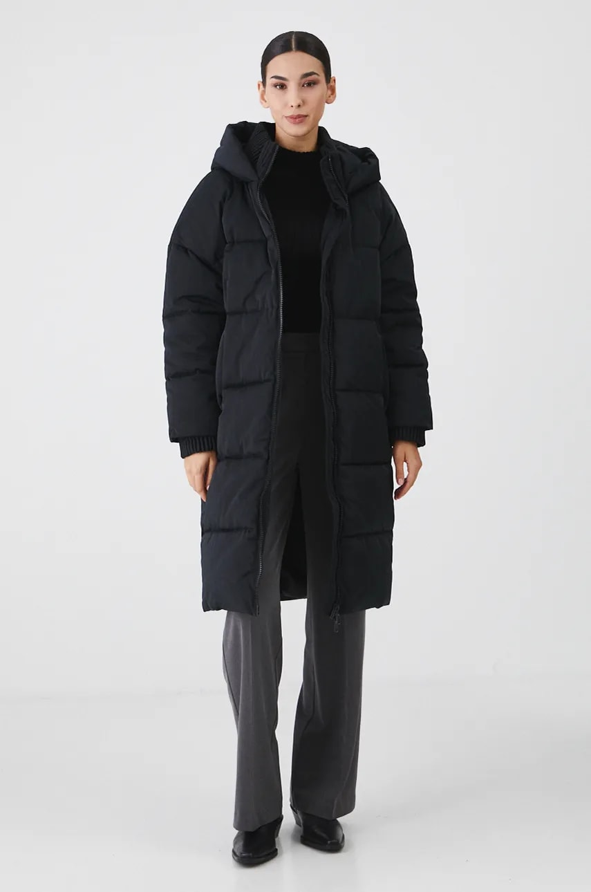 Medicine palton femei, culoarea negru, de iarna, oversize