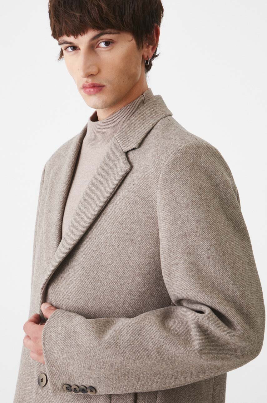 Παλτό από μείγμα μαλλιού Medicine ανδρικά, χρώμα: μπεζ φωτογραφία