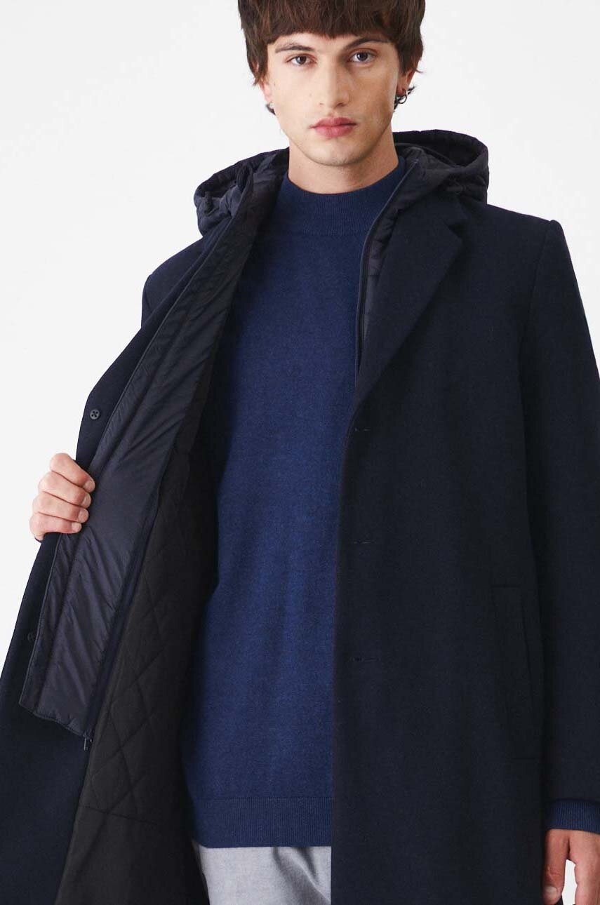 Παλτό από μείγμα μαλλιού Medicine ανδρικά, χρώμα: ναυτικό μπλε φωτογραφία