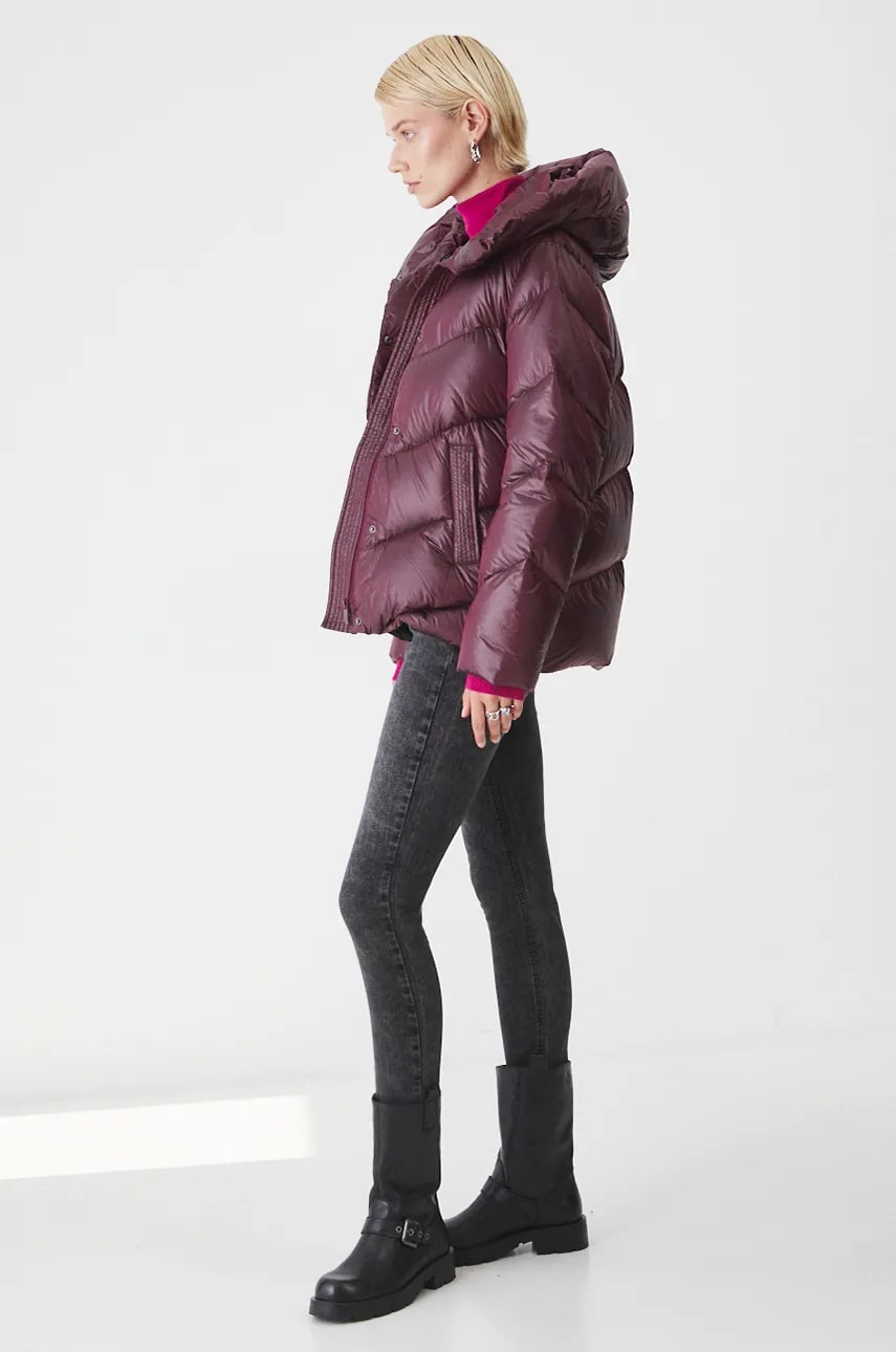 Medicine geaca de puf femei, culoarea bordo, de iarna