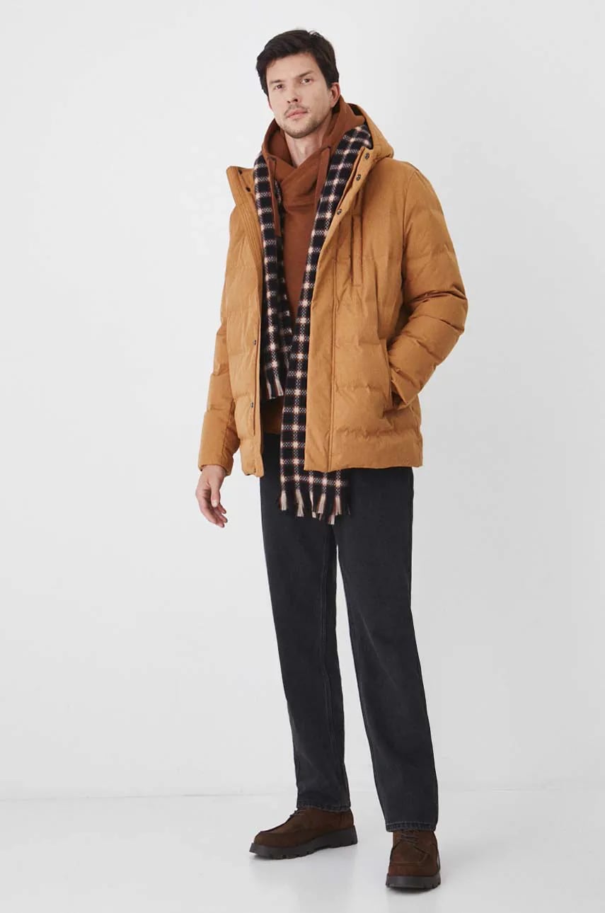 Medicine geaca de puf barbati, culoarea galben, de iarna