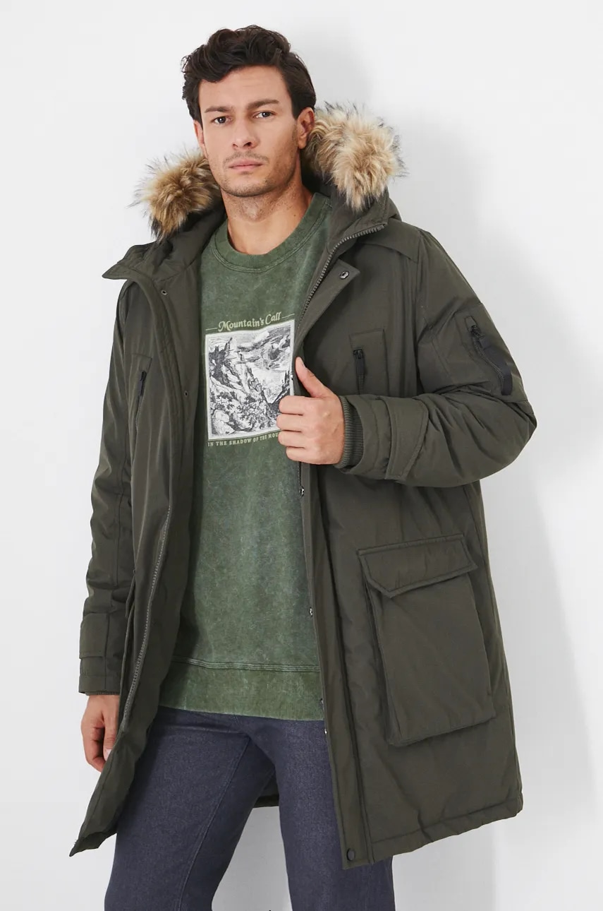 Medicine geaca barbati, culoarea verde, de iarna