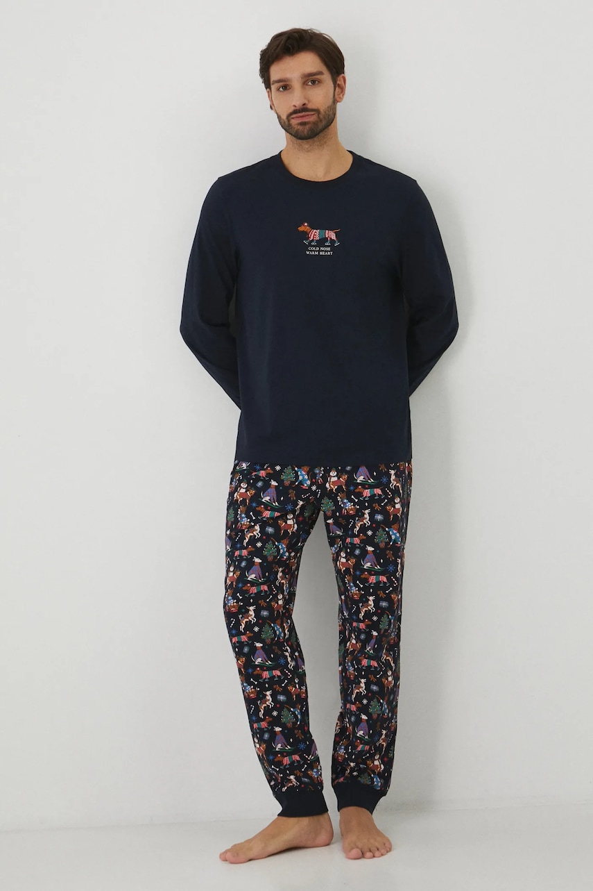 Medicine pijama barbati, culoarea albastru marin, modelator
