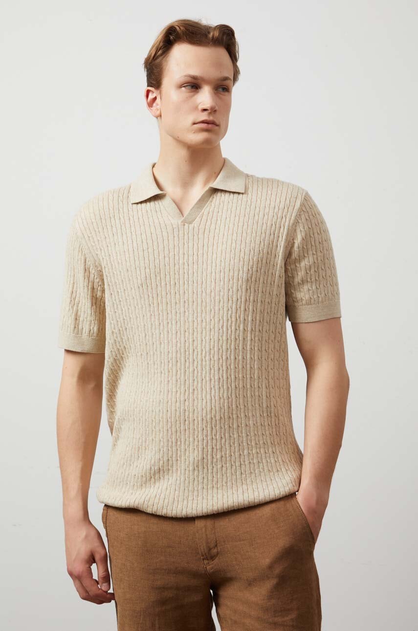 Medicine polo de bumbac barbati, culoarea bej, neted Medicine polo de bumbac barbati, culoarea bej, neted
