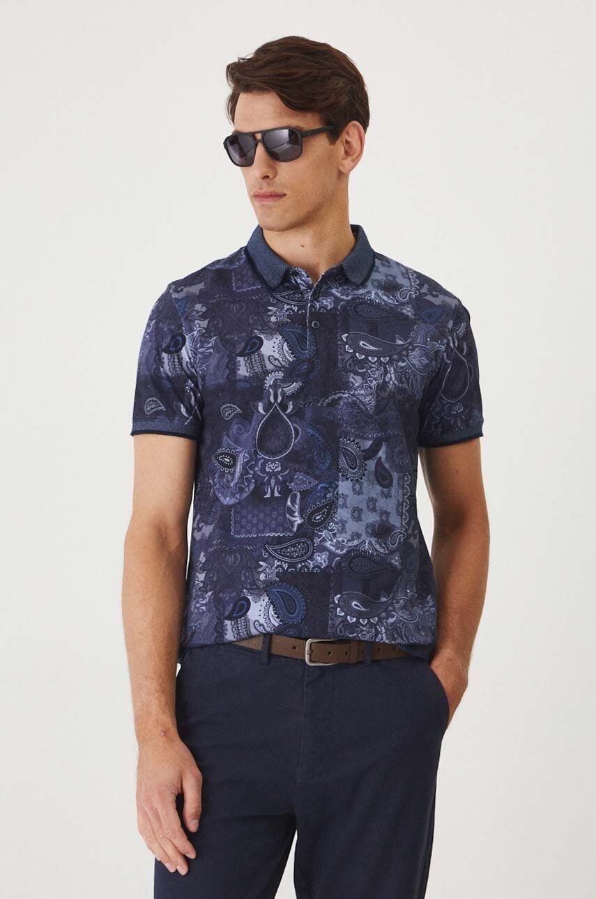 Medicine polo de bumbac bărbați, culoarea bleumarin, cu imprimeu Medicine polo de bumbac bărbați, culoarea bleumarin, cu imprimeu