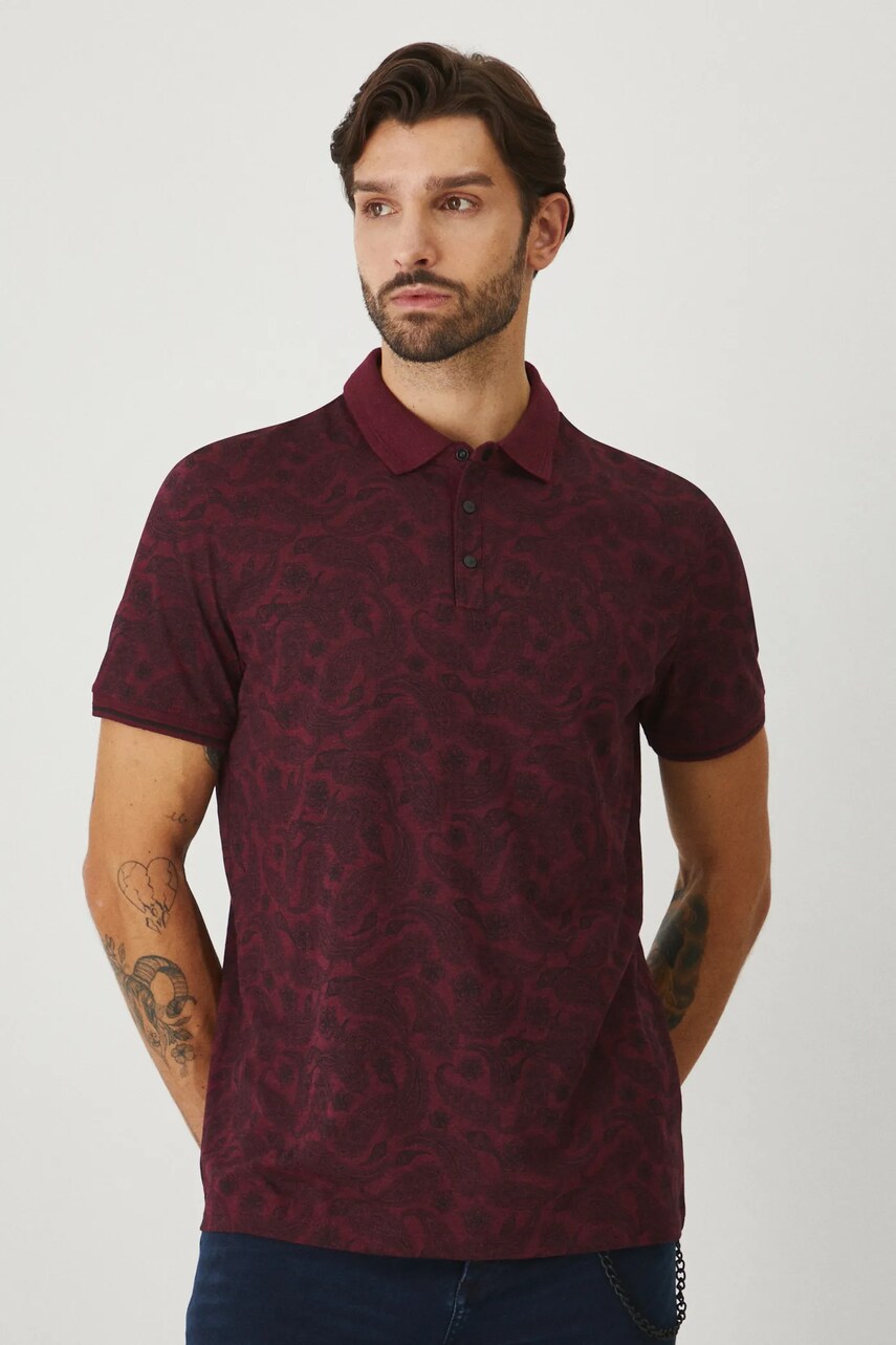 Medicine tricou polo barbati, culoarea bordo, modelator