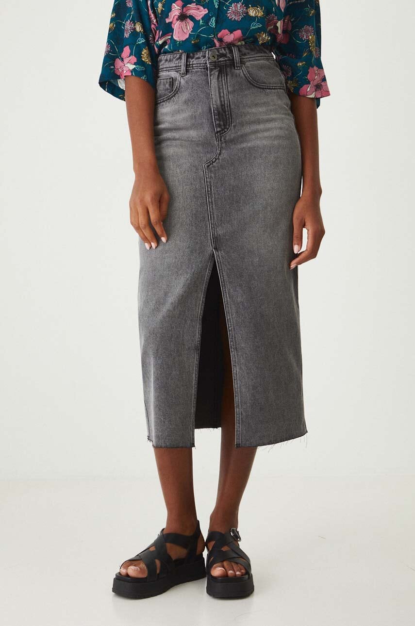 Medicine fustă din denim culoarea gri, maxi, dreaptă Medicine fustă din denim culoarea gri, maxi, dreaptă