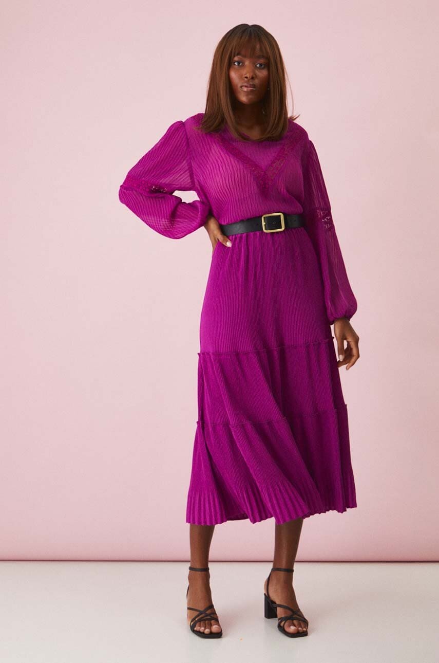 Medicine fusta culoarea violet, maxi, evazati