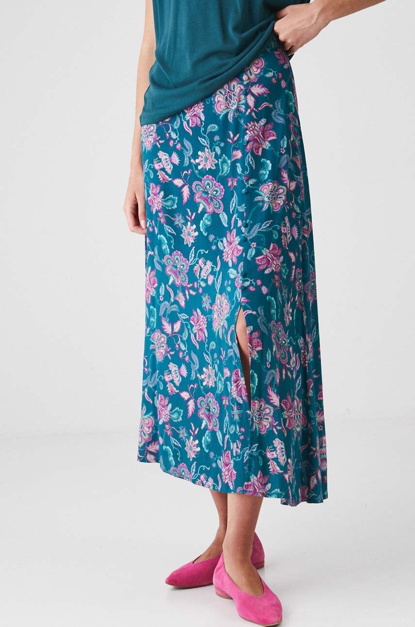 Medicine fusta culoarea turcoaz, maxi, evazati Medicine fusta culoarea turcoaz, maxi, evazati