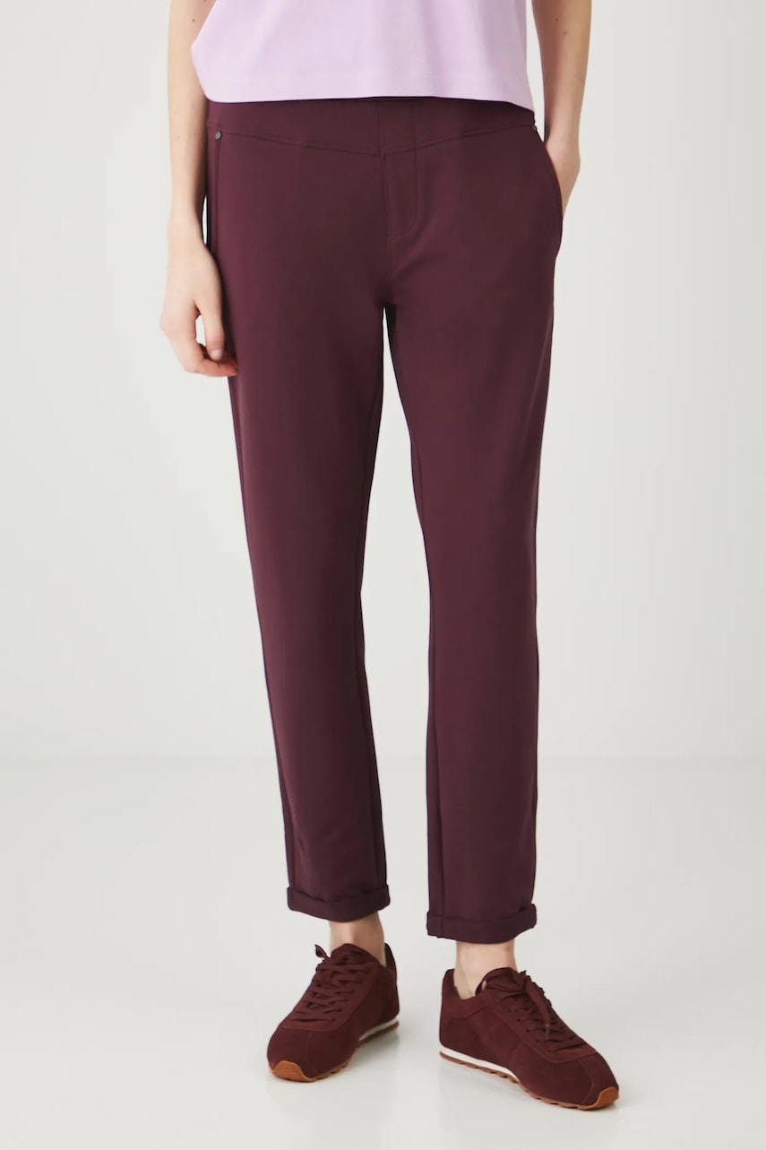 Medicine pantaloni culoarea bordo, uni