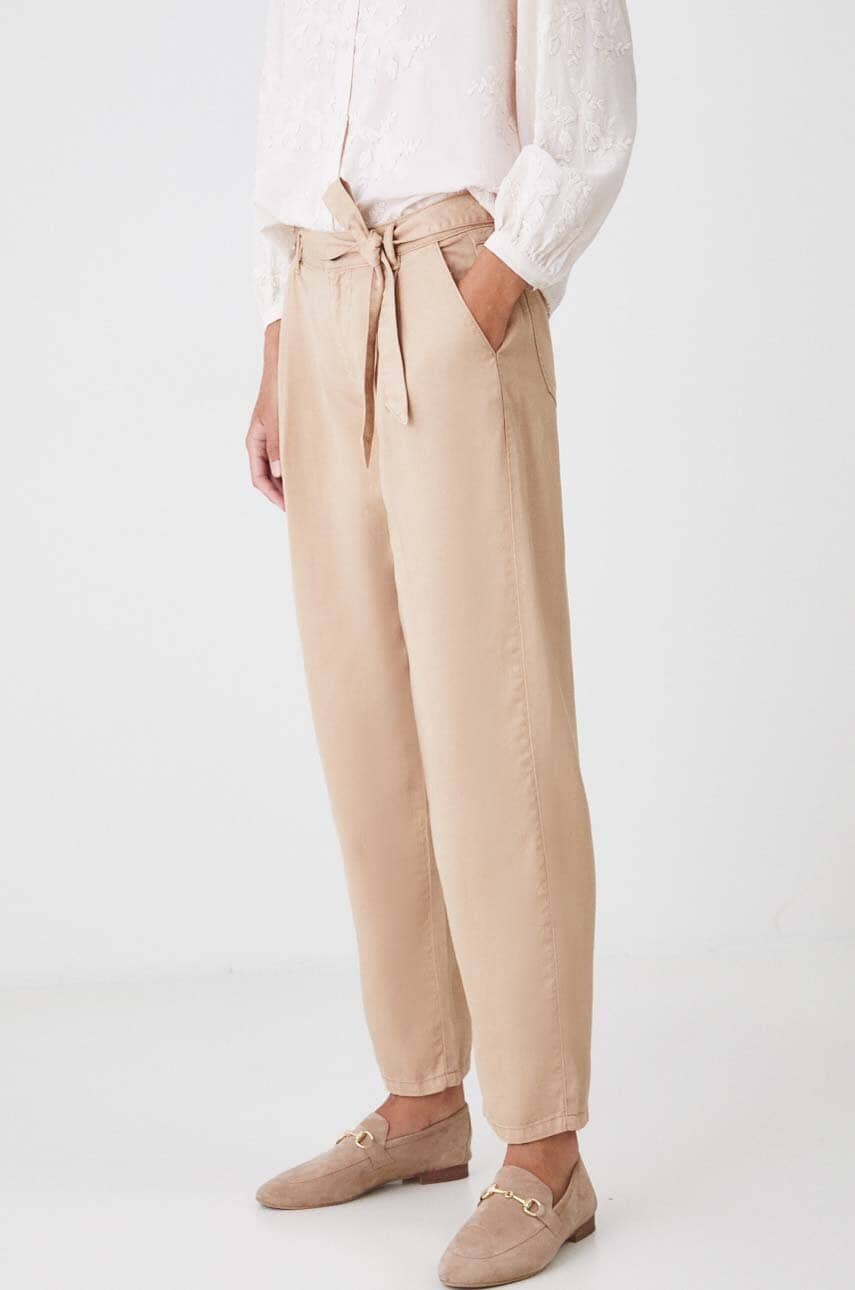 Medicine pantaloni femei, culoarea bej, fason chinos, medium waist Medicine pantaloni femei, culoarea bej, fason chinos, medium waist