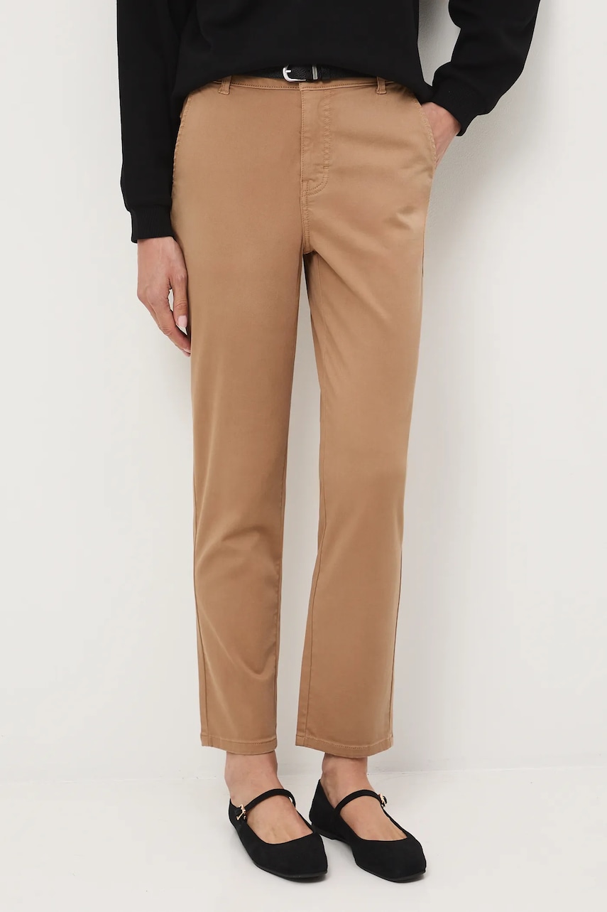 Medicine pantaloni culoarea negru, fason chinos, medium waist