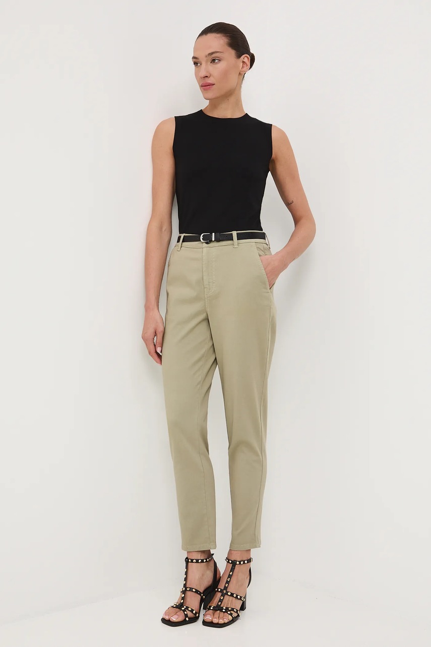 Medicine pantaloni culoarea negru, fason chinos, medium waist