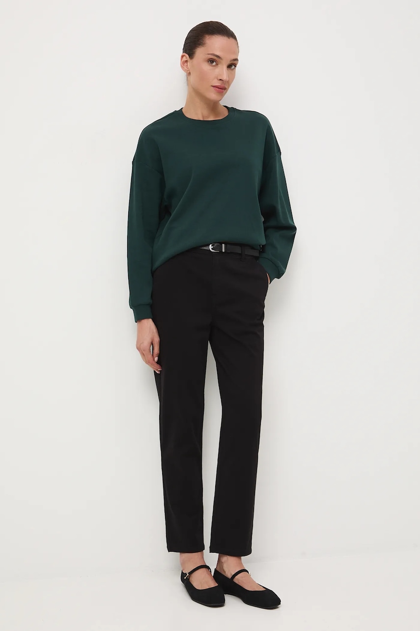 Medicine spodnie damskie kolor czarny fason chinos medium waist