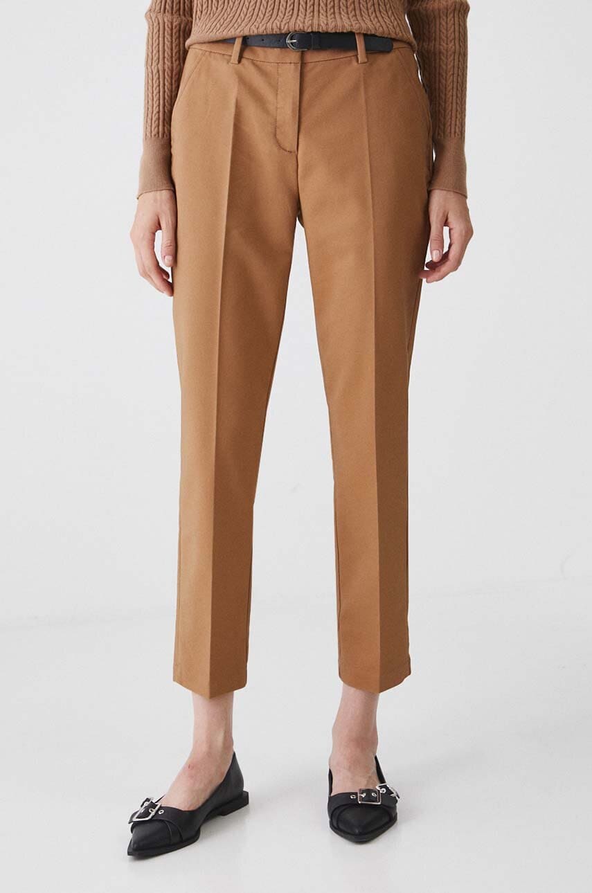Medicine pantaloni femei, culoarea bej, fason chinos, medium waist Medicine pantaloni femei, culoarea bej, fason chinos, medium waist