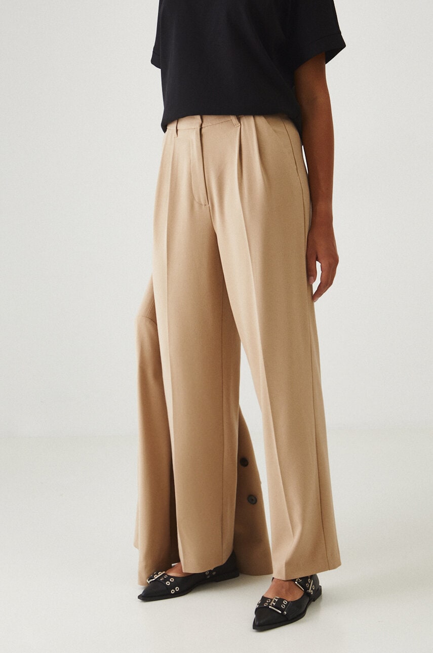 Medicine pantaloni femei, culoarea bej, lat, high waist Medicine pantaloni femei, culoarea bej, lat, high waist