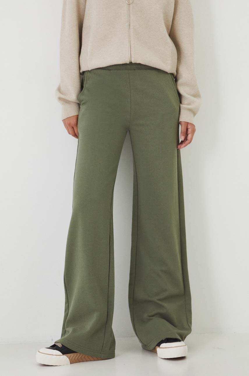 Medicine pantaloni de trening din bumbac culoarea verde, neted