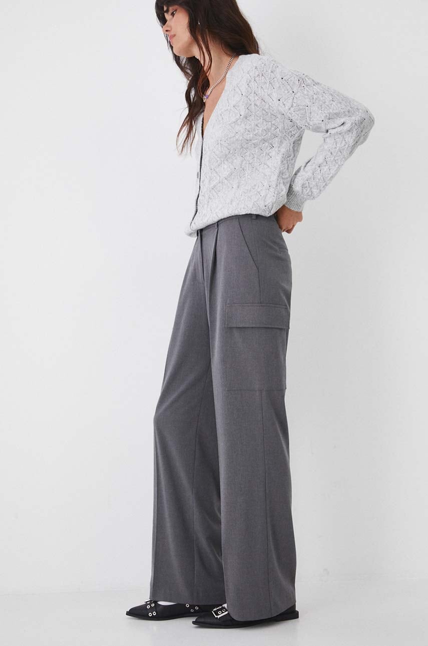 Medicine pantaloni femei, culoarea gri, lat, medium waist Medicine pantaloni femei, culoarea gri, lat, medium waist