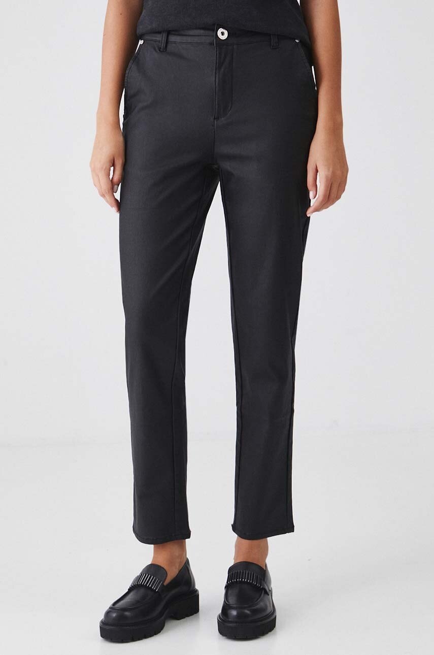 Medicine pantaloni femei, culoarea negru, fason chinos, medium waist Medicine pantaloni femei, culoarea negru, fason chinos, medium waist