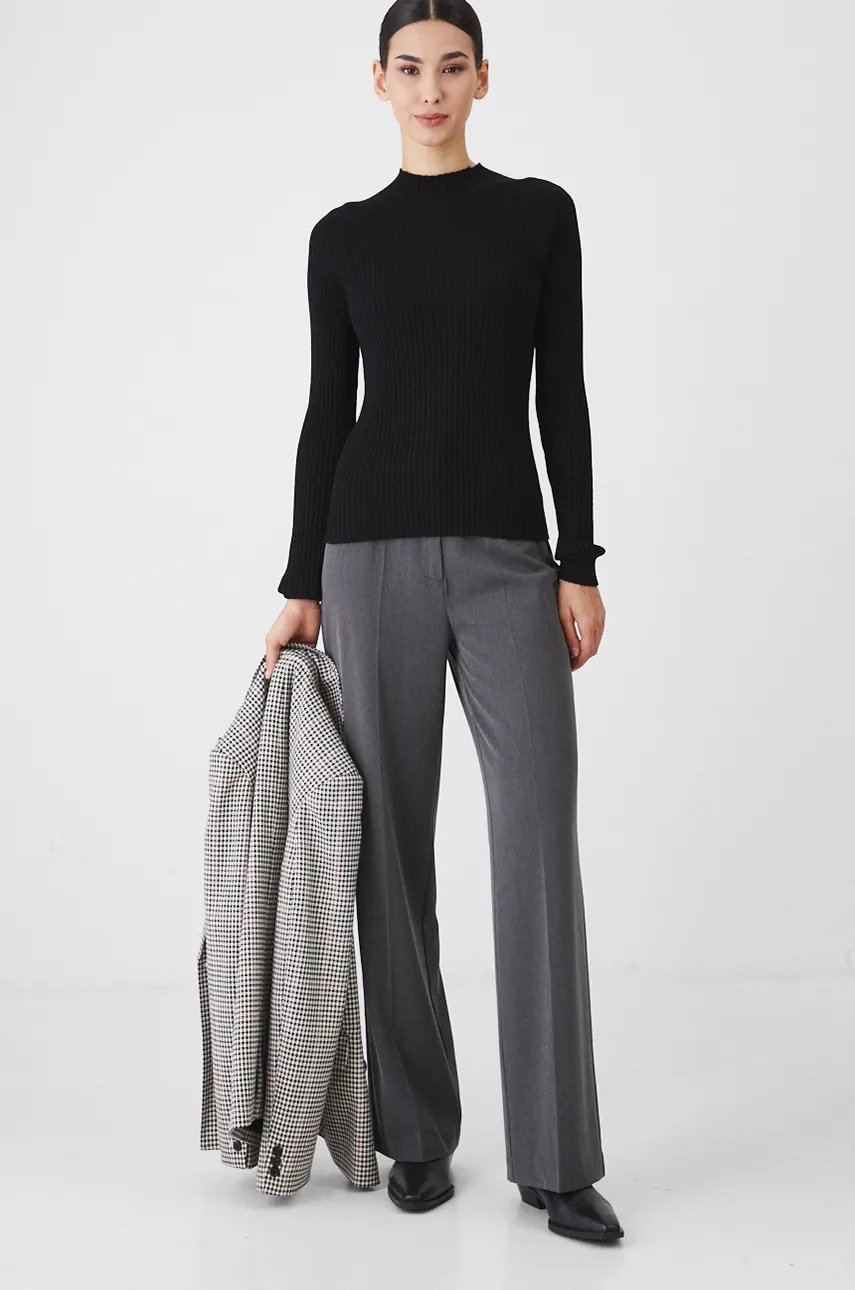 Medicine pantaloni femei, culoarea gri, lat, medium waist Medicine pantaloni femei, culoarea gri, lat, medium waist